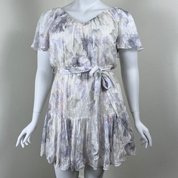 Rebecca Taylor Women Size XL White Lily Silk Floral Tiered Ruffle Mini NEW Dress - Picture 11 of 17